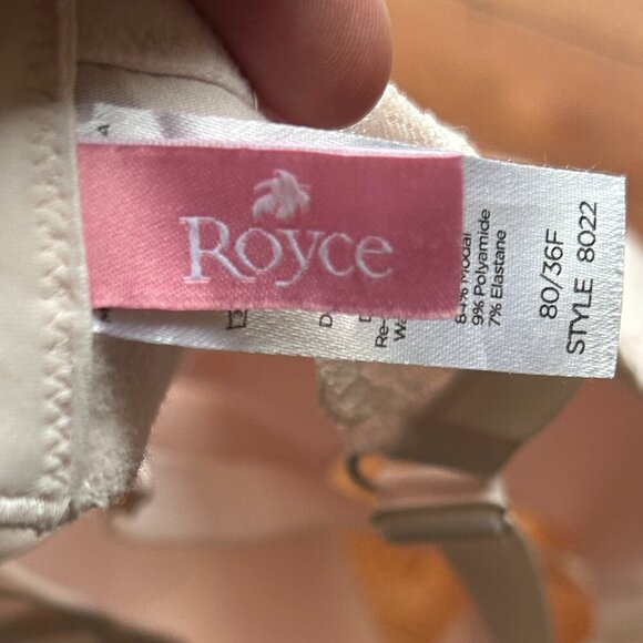 Royce Lingerie Skyla Wirefree Comfort Full Cup Bra Sz 36F Nude Adjustable Plus - Picture 6 of 7